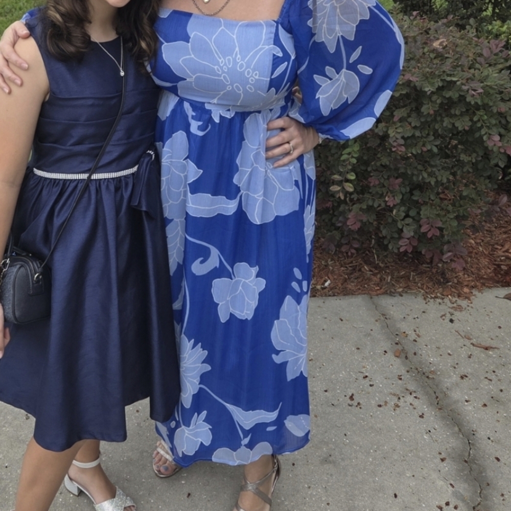 Blue Floral Women's Dress - Picture 3 of 3
